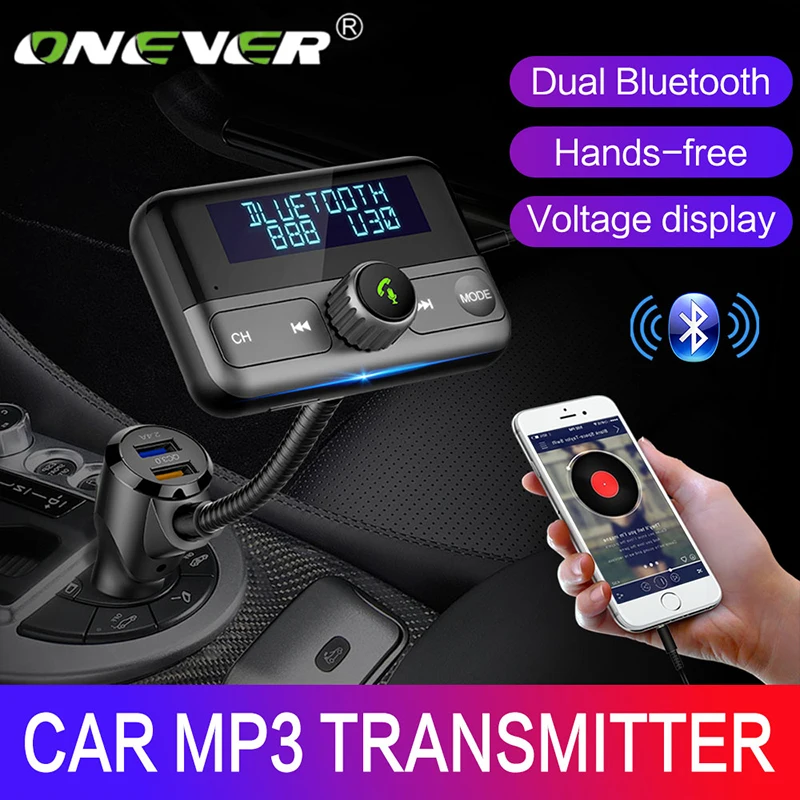 Onever 5V3A, управление звуком, fm-передатчик, автомобильный Bluetooth, гарнитура, автомобильный комплект, QC3.0, быстрая зарядка, Aux, беспроводной, аудио, воспроизведение, бесплатный подарок