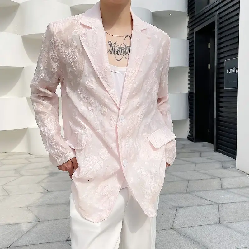 Blazer Masculino Summer Personality Embossed Embroidery Trend Suit Coat Fashionable Temperament New Package Mail  Couples