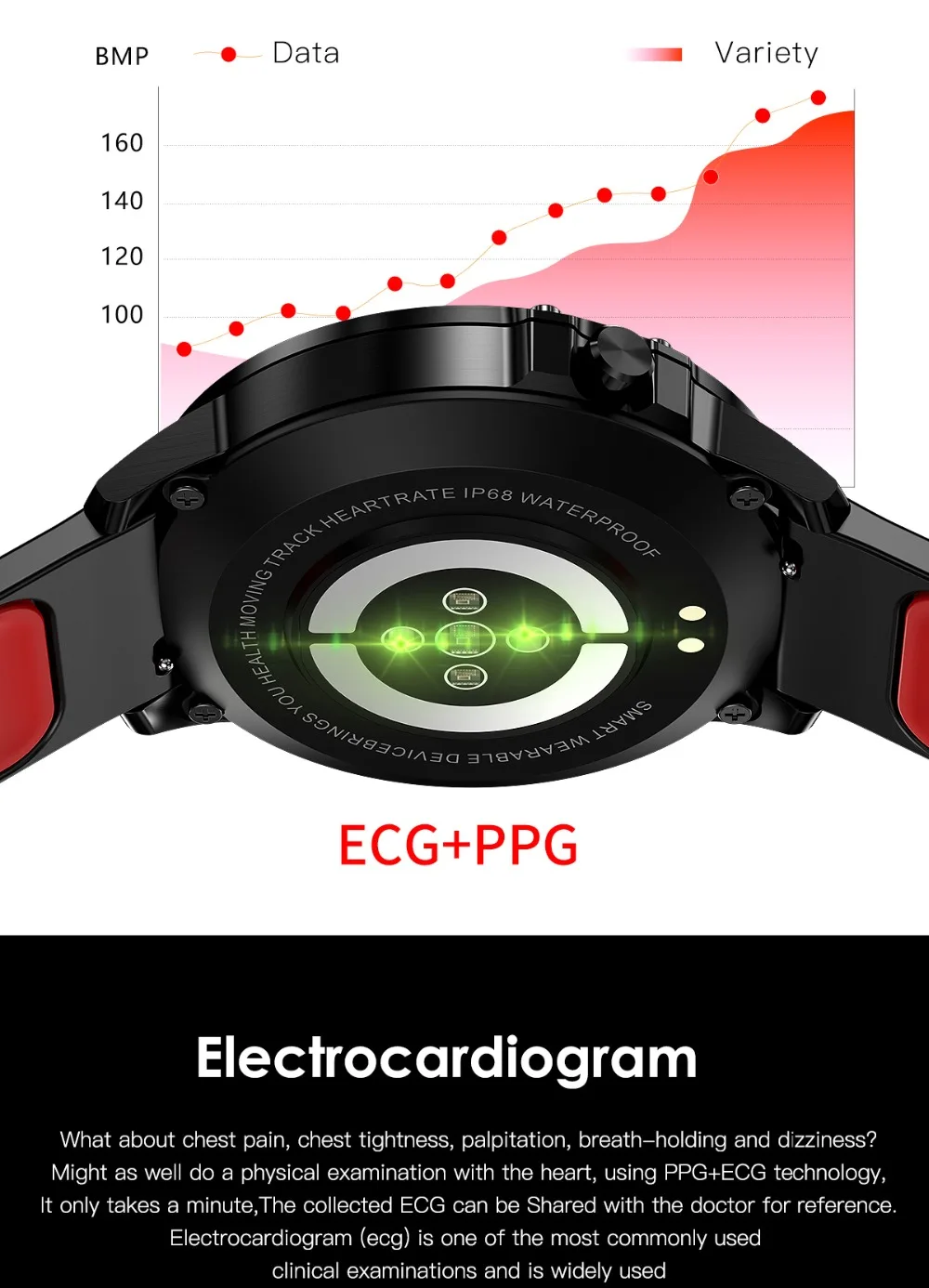 С коробкой L8 ECG Смарт-часы кровяное давление PPG пульсометр Монитор артериального давления многоязычные умные часы для мужчин и женщин