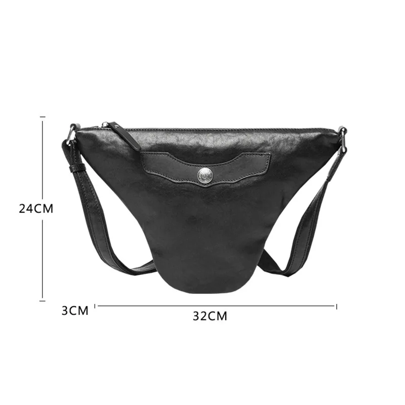 

AETOO Genuine leather men's chest bag fashionable casual shoulder bag, first layer cowhide personality trend youth messenger bag