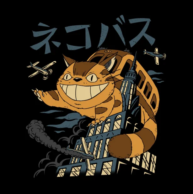 

Catbus Kong at the top of the Empire State Building T-Shirt Ukiyo Cotton O-Neck Short Sleeve Men's T Shirt New Size S-3XL