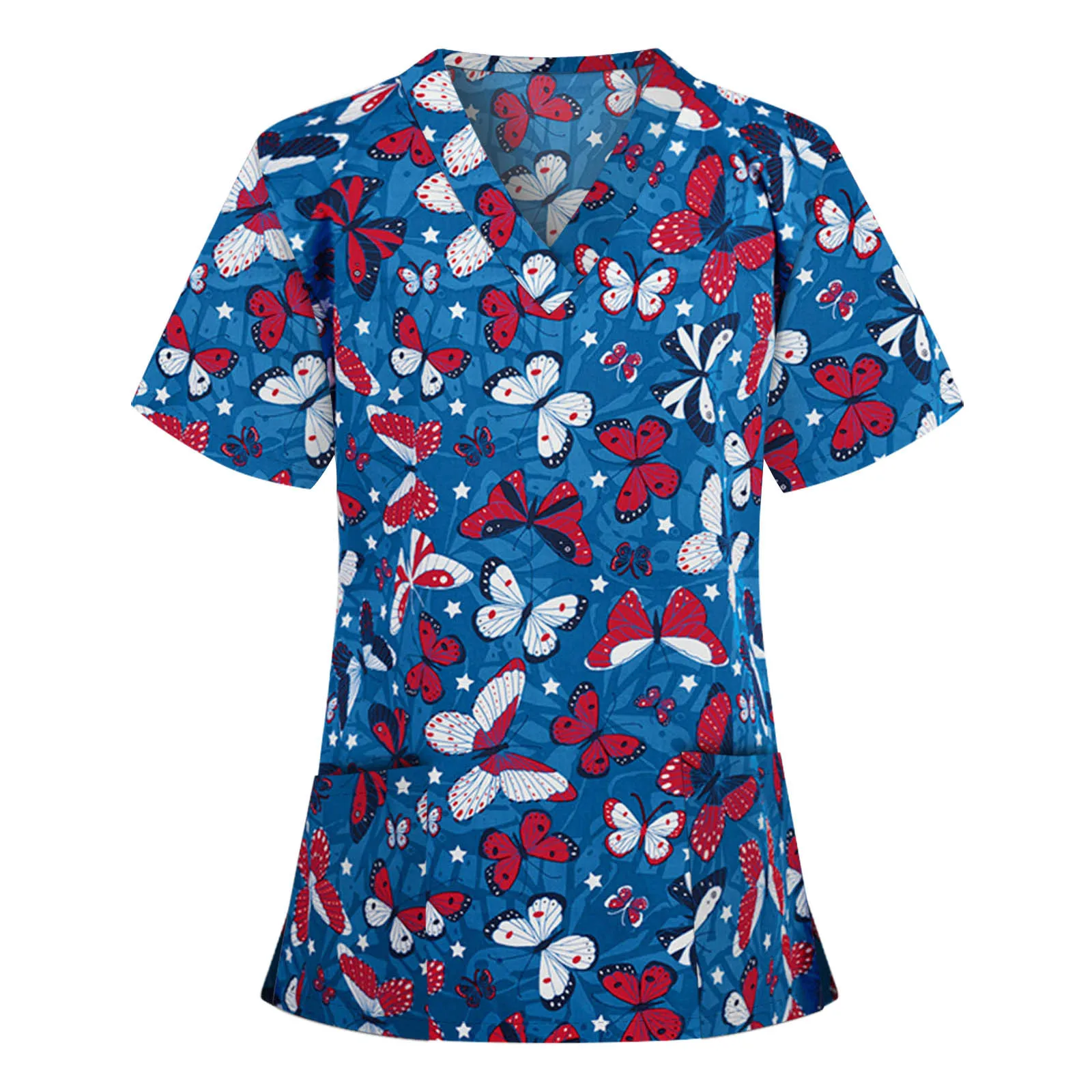 Женский топ с коротким рукавом и V образным вырезом Свободная рабочая форма