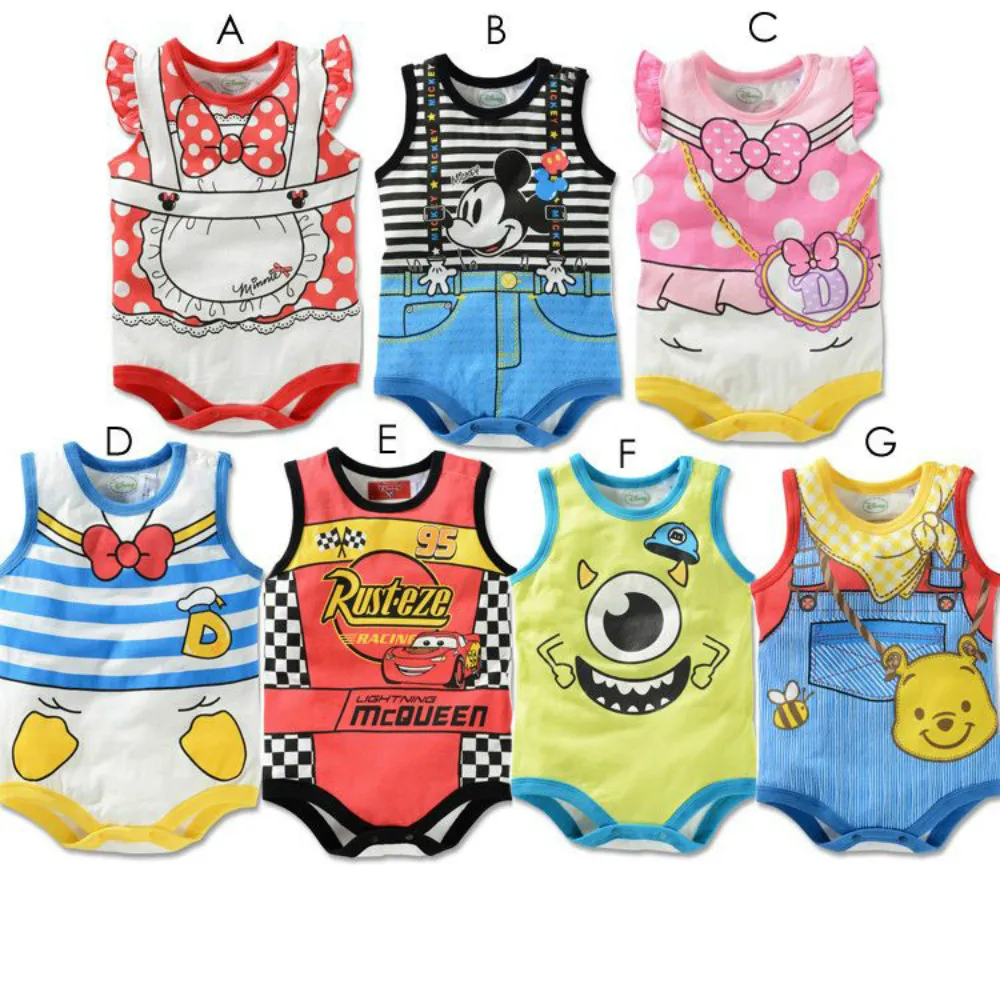 

Summer Baby Romper Infant Sleevless Cartoon Mickey Minnie Pooh Boy Girl Romper Newborn Cotton Jumpsuit Outfit Brand Bebe Clothes