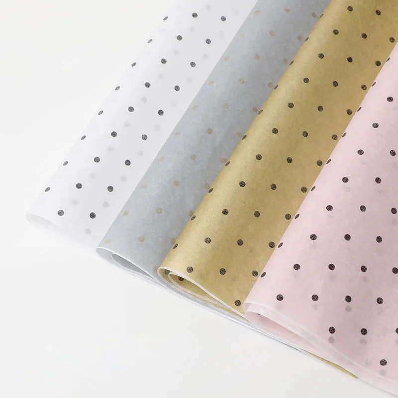 

20pcs Wave Point Round Dots Paper Lined Flowers Wrapping Paper Rose Bouquet Thin soft foil Florist paper Cotton Packaging paper