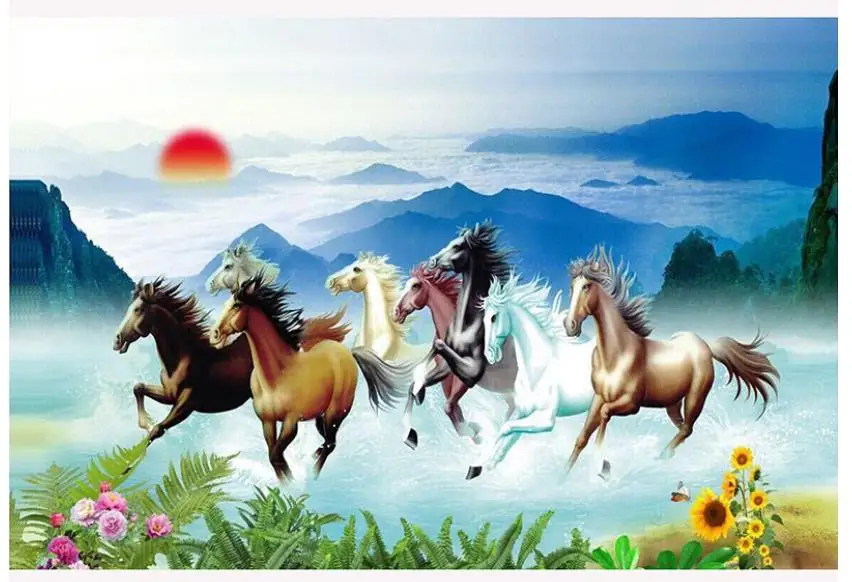 Картина с алмазной мозаикой sunrise стразы для бегущей лошади вышивка в виде