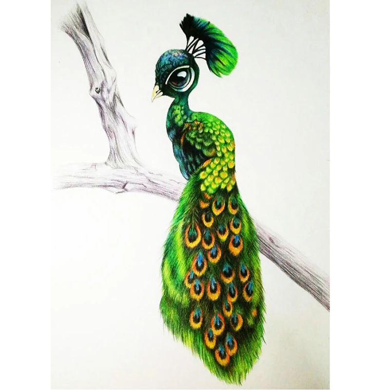 Алмазная картина с животными Синий Павлин полный квадратный Круглый diy мозаика