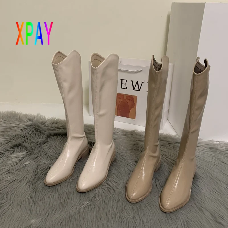 

2021 New Fashion Women's Over The Knee High Boots Autumn and Winter Warm Leather Sexy Party Office Simple Shoes Motorcycle Boots