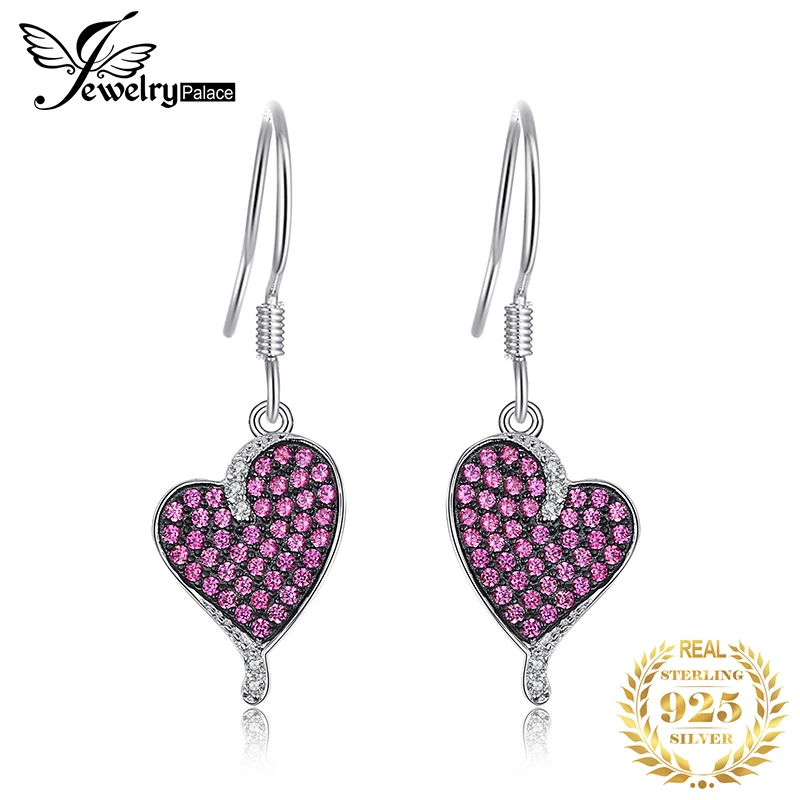 Jewelrypalace сердце 0.5ct СОЗДАН RUBY Висячие серьги стерлингового серебра 925 серебро Красивые Ювелирные изделия лидер продаж Серьги подарок