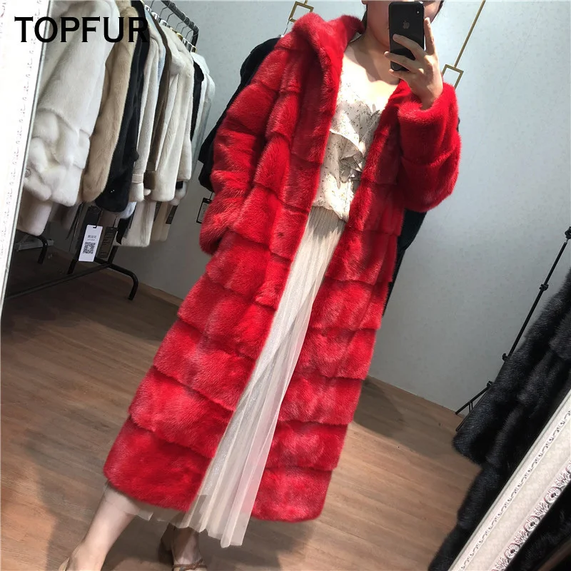 TOPFUR, новинка, модное зимнее женское длинное пальто, натуральный мех, пальто для женщин, белый натуральный мех норки, верхняя одежда и пальто, базовые куртки