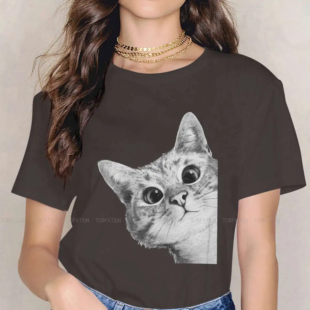 

Футболка из чистого хлопка с изображением милого котенка и животного, 5XL