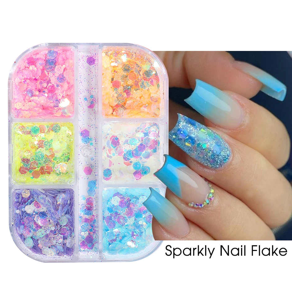 Glow In The Dark Reflective Sequins for Nails Holographic Sugar Luminous Nail Glitter Set Neon Powder Pigment Decor CH1909-22 images - 6