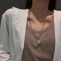 ins wind smiling face crying face necklace men and women tide simple clavicle chain fashion personality rotating necklace