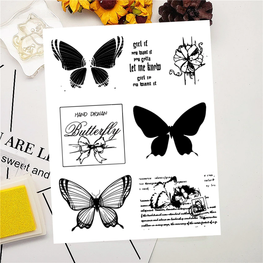 14x18 см бант Бабочка Тени прозрачный печать прозрачные наклейки силиконовый валик