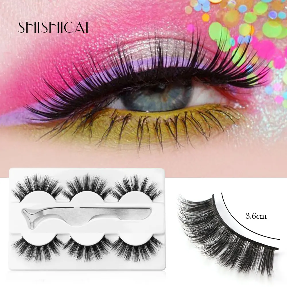 3 пары 3D норковые ресницы ручной работы накладные натуральное драматическое