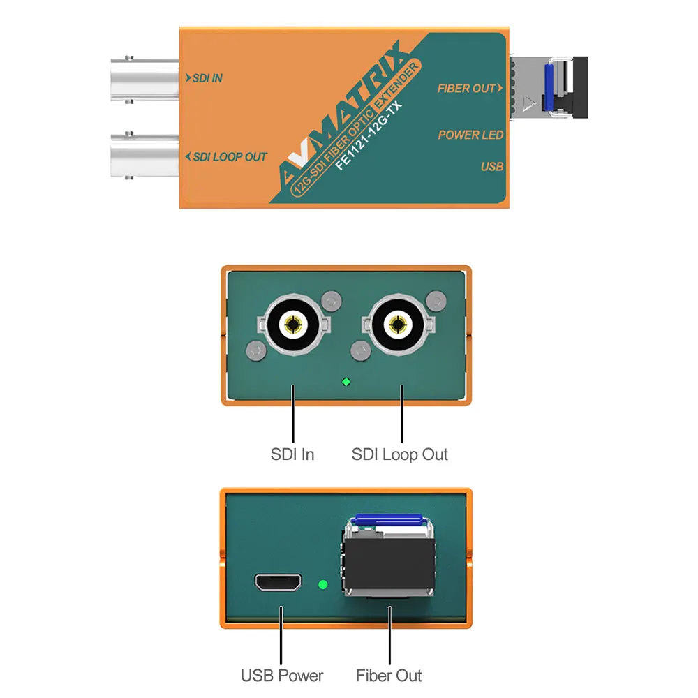 AVMATRIX FE1121-12G Fiber Optic Extender 10km 12G/6G/3G-SDI Input & loopout on Transmitter Dual 12G-SDI outputs Receiver | Электроника