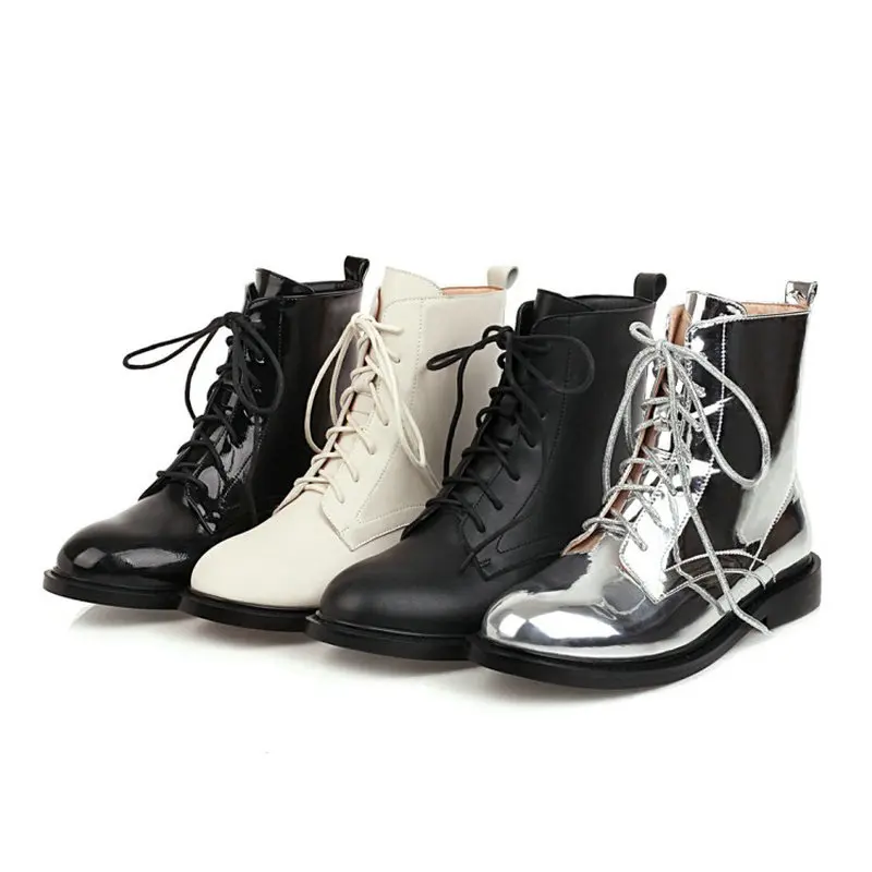 

2020 winter autumn new drop shipping womens shoes snow boots woman cross-tied platform motorcycle martin female boots size 42 43