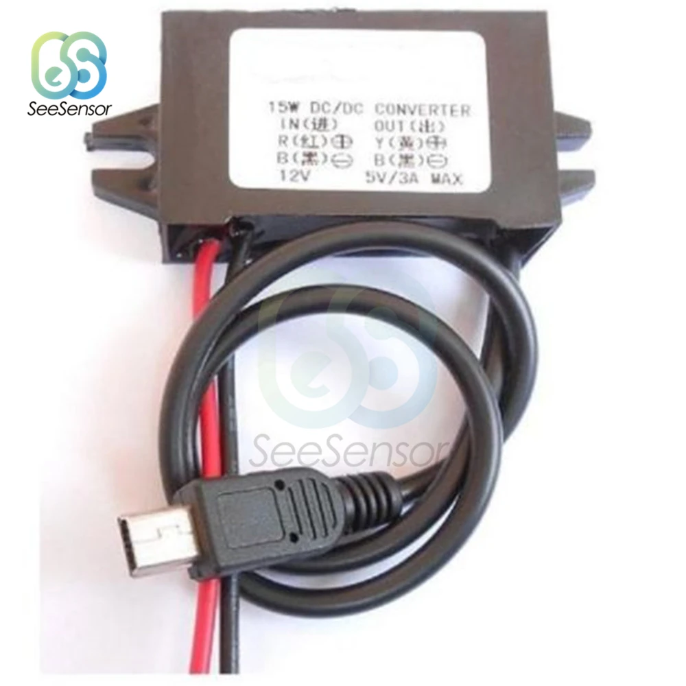 Автомобильный понижающий преобразователь Напряжения DC/DC 12 В в 5 3A 15 Вт регулятор