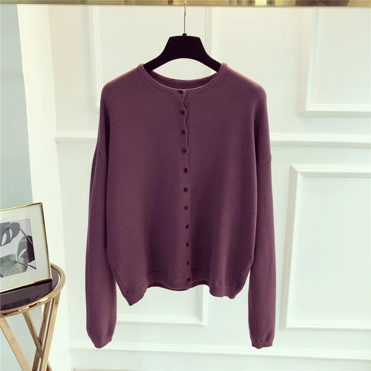 

21 spring and autumn restoring ancient ways round collar knitting cardigan comfortable recreational sweater outside