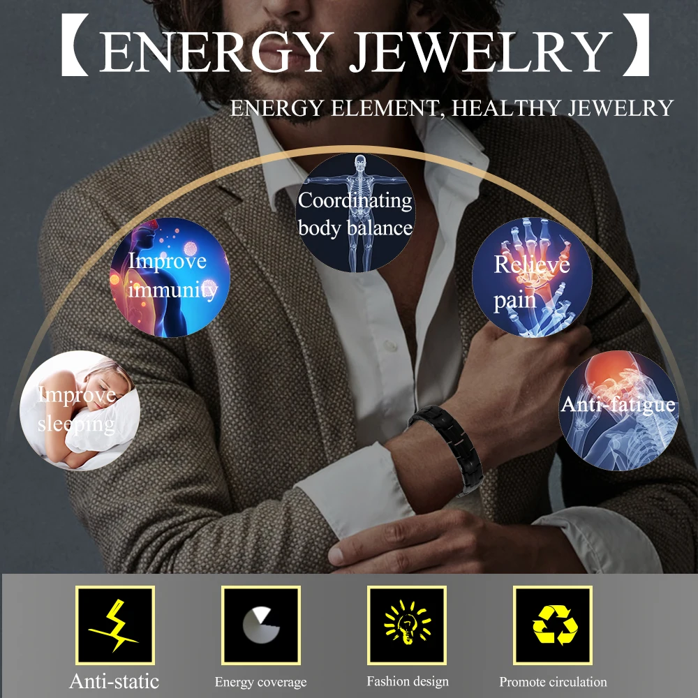 38 полностью черный цвет 5в1 Магнитный Био Магнит терапевтический браслет