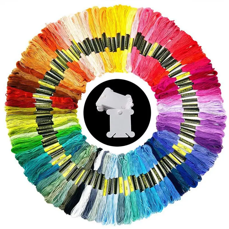 

100 Skeins Embroidery Thread Random Colors Cotton Embroidery Floss with 12 Pieces Floss Bobbins for Knitting Cross Stitch Proje