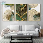 Абстрактная Картина на холсте в виде золотого листа, современный плакат с HD принтом, Настенная картина для гостиной, прихожей, украшения для дома