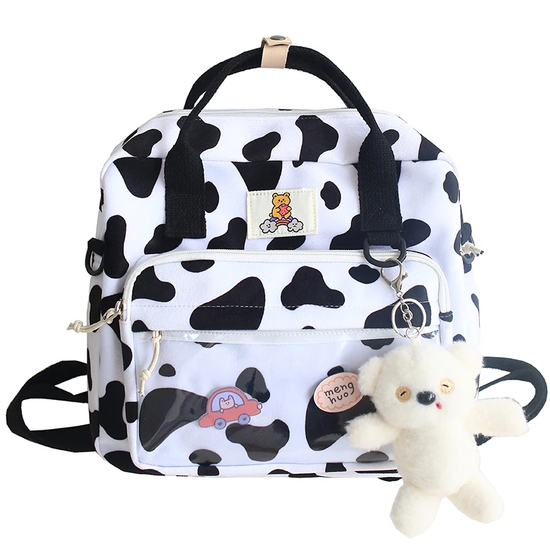 

Cow Pattern School Bags Female Multifunction Backpack Women Trend Kawaii School Backpacks New Fashion Cute Class Bookbag Ladies