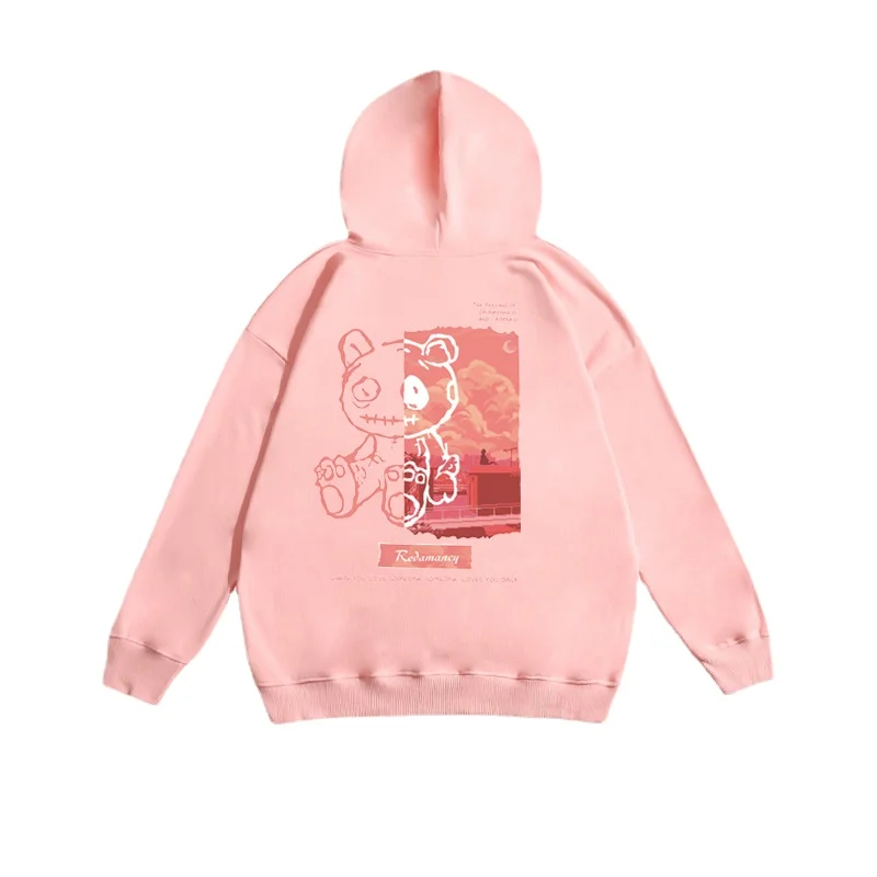 

Men and Women National Tide Bear Print Sweater Hooded Loose Hoodie
