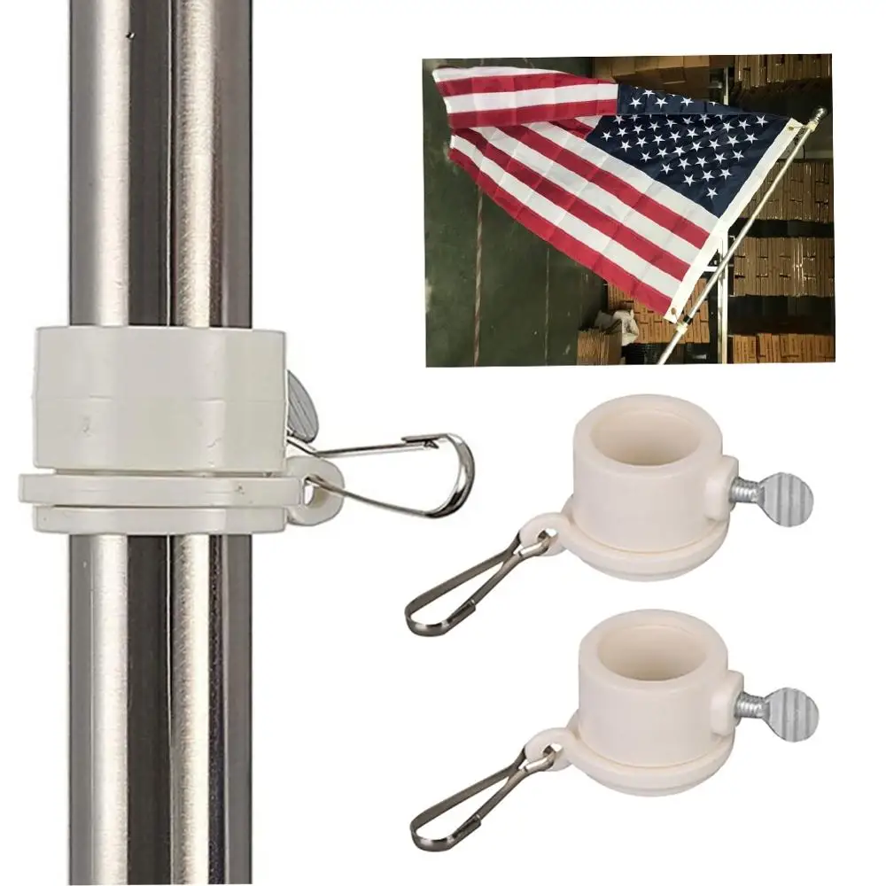 

2pcs Plastic Flagpole Mounting Rings Set With Fixed Anti-hook Wrap 360 Rotatable Ring