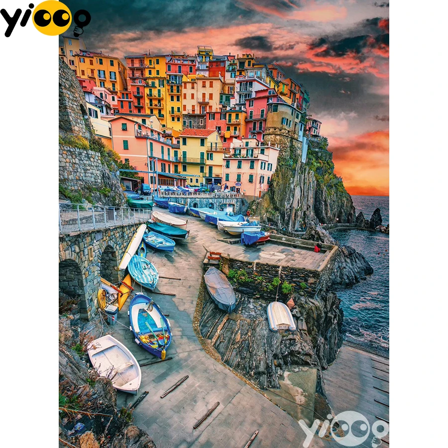 

Full Square/Round Drill Diamond Painting Cross Stitch Embroidery Cinque Terre Skies Rhinestone Mosaic Home Decor Gift AX2542