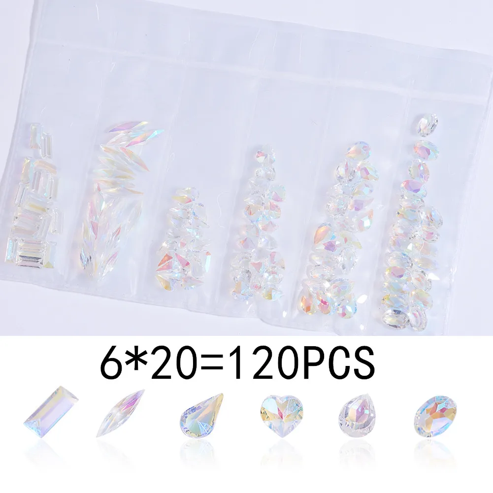 1 упаковка стеклянные стразы с плоским основанием для ногтей в форме капли