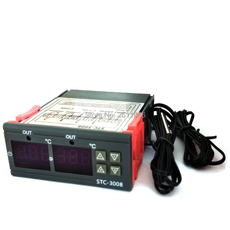STC-3008 12V 24V 110-220V Двойной цифровой регулятор температуры два реле внешний термостат