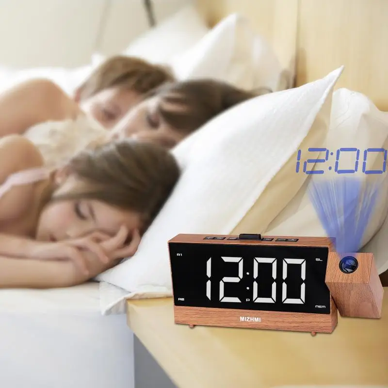 

Projection Radio Alarm Clock led table clock alarm clock digital clock bedside Electronic desktop clock with fm radio projection