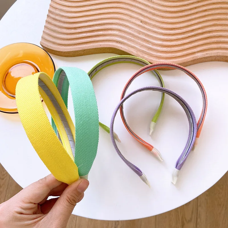 

Wholesale Children Summer Fluorescent fabric solid color wide side headband girl's headwear hair accessories