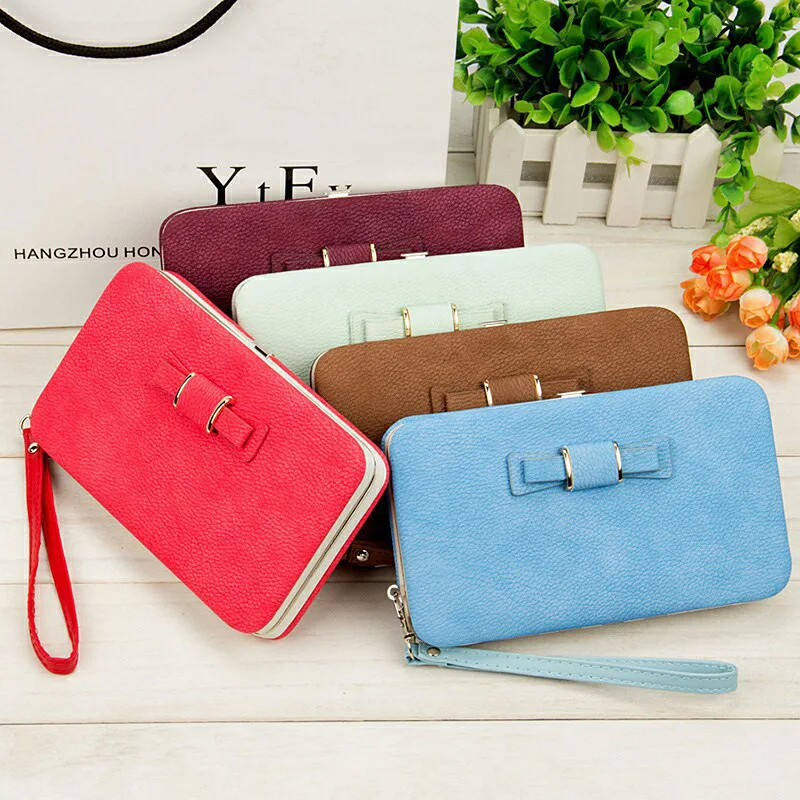 

Wallet Female Leather Wallets Women Long Leisure Purse Ladies Clutch Bags Fashion Bow Cellphone Coin Purse Card Holder Wallet