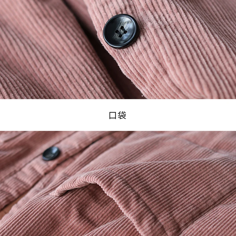 2021 autumn winter new literary fan corduroy cotton-padded coat cotton-padded jacket women mid-length warm plus velvet coat s569