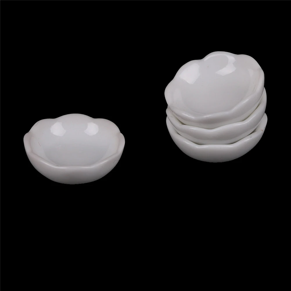 

4PCS White Ceramics Dish Plate Dollhouse Miniature Novelty 1:12 Gift Doll House For Children Kids Kitchen Furniture Toys