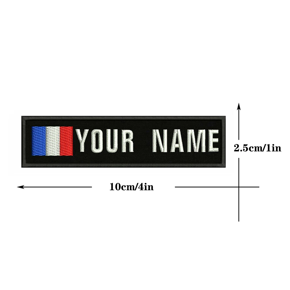 France Flag 10X2.5cm Embroidery Custom Name Text Patch Stripes badge Iron On Or Sew Velcro Backing Patches For Clothes | Дом и сад