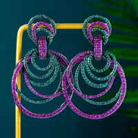 siscathy luxury zircon multi layer circle drop earrings for women fashion trend crystal round pendant earring jewelry gifts 2022
