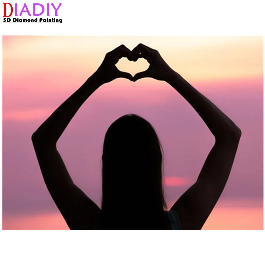 

5D Diamond Painting Couple Love Cross Stitch Kits Diamond Embroidery Sunset Diamond Mosaic Landscape Handmade Gift