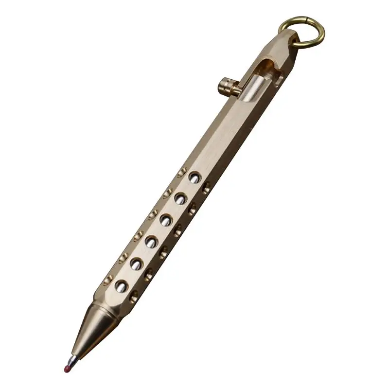 

Solid Brass Gel Ink Pen Retro Hexagonal Bolt Action Writing Tool Stationeries