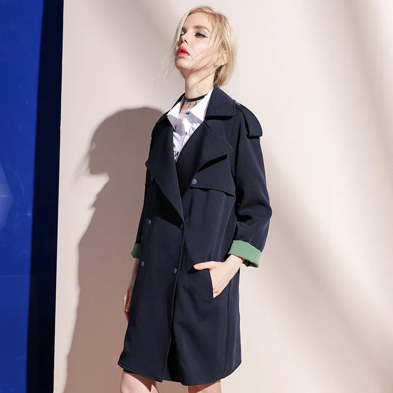 Женский классический двубортный Тренч Осенний водонепроницаемый дождевик