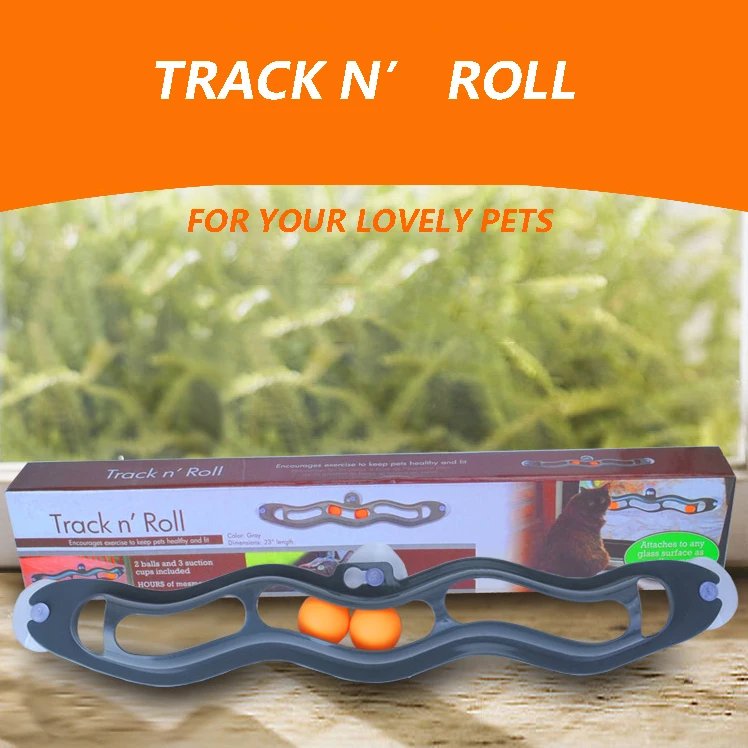 Игрушка на присоске с окошком игрушки для кошек треком и роликом интерактивный