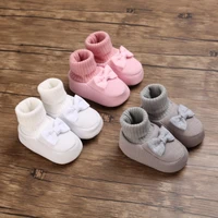 baby girls cozy booties infant newborn socks boot winter crib shoes toddler non slip soft sole first walkers with knotbow