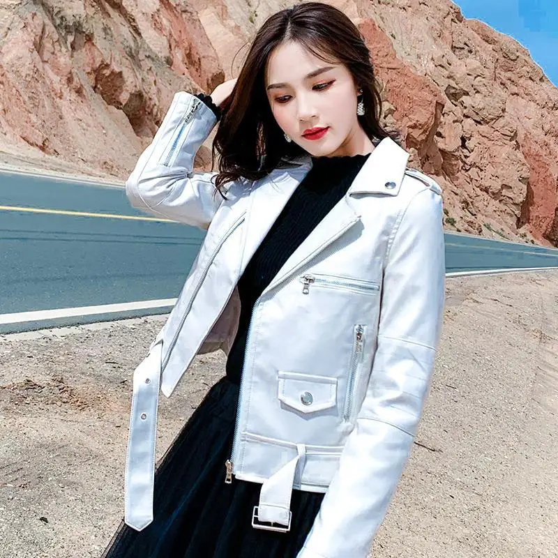 Женская короткая куртка из искусственной кожи повседневное базовое пальто