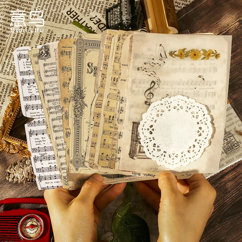 

26 Pcs/set Vintage Collection Series Memo Pad Diary Stationary Flakes Scrapbook Decorative Retro Lace Press Material Paper