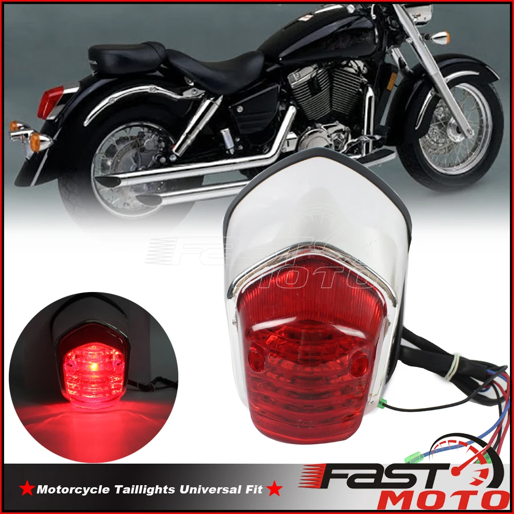

Universal For Honda Kawasaki Cruiser Chopper Cafe Racer Red Rear Brake Tail Light Taillights Running Lamp Custom Truck Stoplight