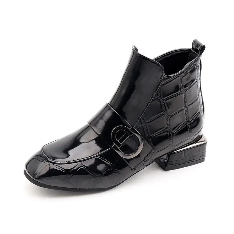 

New Solid Black Flock Ankle Boots Women Shoes Woman Short Plush Women Boots Vogue Low Heels Winter Boots Botas Mujer Grapara