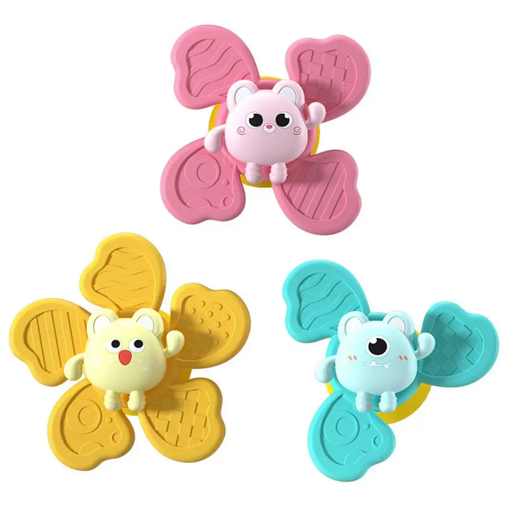 

3PCS Baby Bath Spinning Toy Animal Spinner Toys With Suction Cups Windmill Spinner Baby Stress Decompresssion Toys