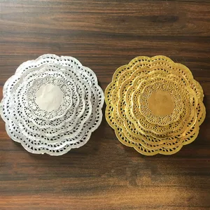 Декоративные кружевные коврики для столовой посуды, круглые золотые и серебряные кружевные салфетки для украшения стола, 20 шт., 3,5, 4,5, 5,5, 6,5, 7,5, 8,5 Дюймов