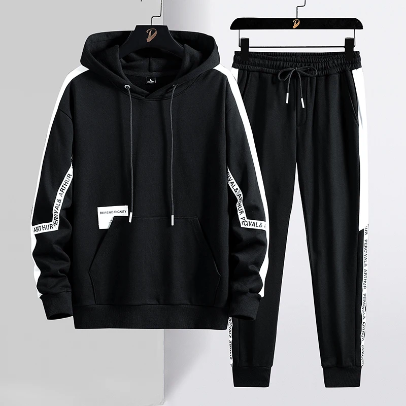 

Oversize M-8XL Casual Tracksuit Hooded Sweatshirt Spring Autumn Men's Top Sets Sportswear Pullover Hoodie+Pant 2PCS Jogging Suit